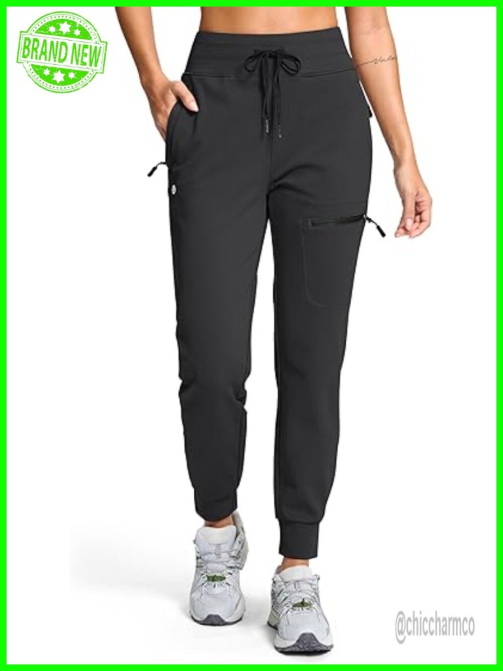 Fleece Lined Joggers Hiking Pants 4 Zipper Pockets Water Resistant Winter